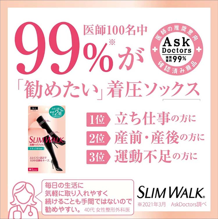 スリムウォーク 美脚ハイソックス ナチュラルfeel S-M ( 1足 )/ : 爽快