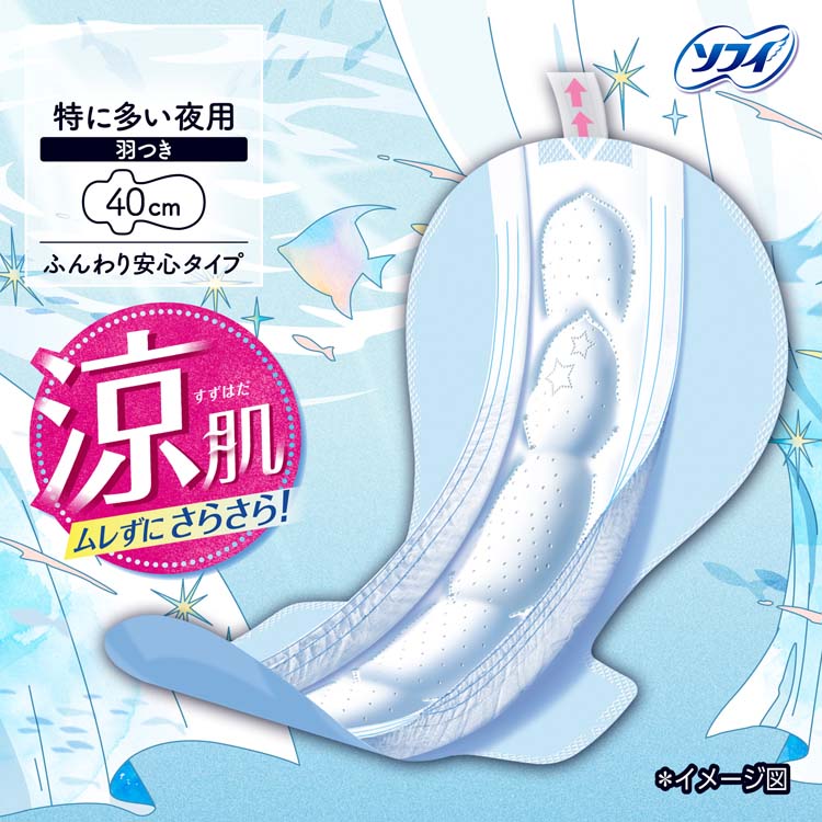ソフィ 超熟睡ガード 涼肌 400 夜用 40cm 生理用ナプキン ( 16枚入