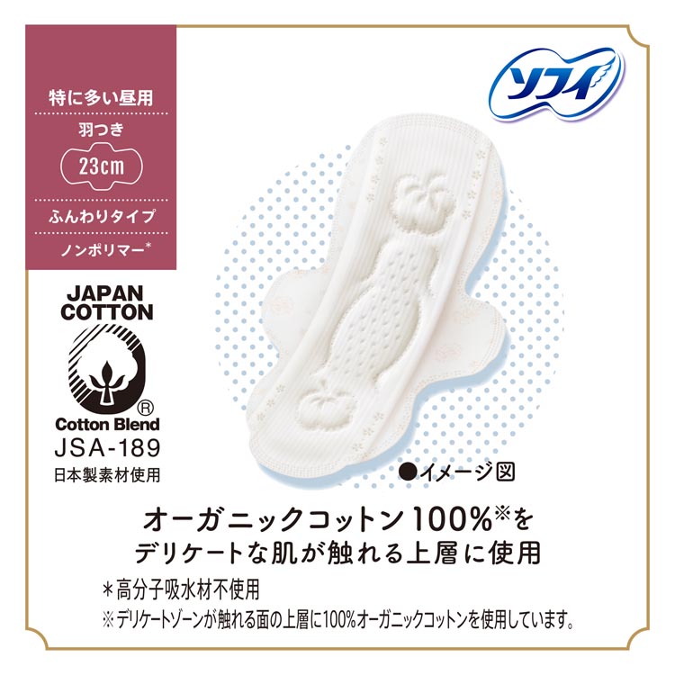 ソフィ はだおもい オーガニックコットン 特に多い昼用 羽つき 23cm