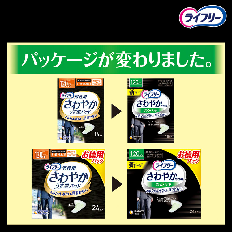 ライフリー さわやか男性用安心パッド120cc 男性用軽失禁パッド 26cm ( 24枚入 )/ ライフリー（さわやかパッド）