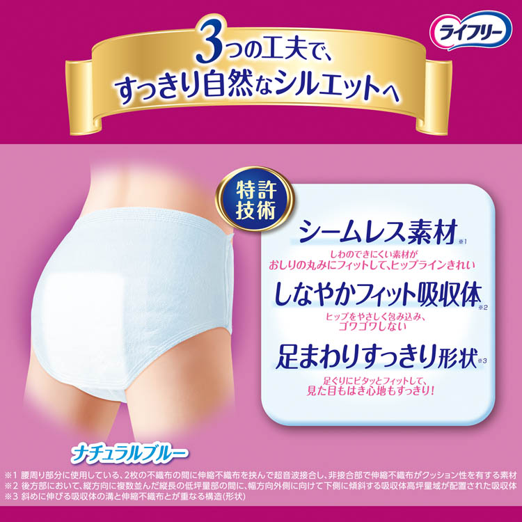 ライフリー ナチュラルブルー　mサイズ　すっきり　スタイルパンツ　超薄型 ライフリー すっきりスタイルパンツ®ナチュラルブルー