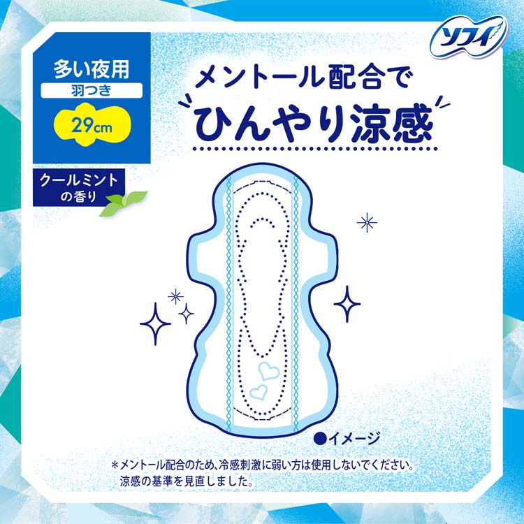 ソフィ クールフレッシュ 超涼感ナプキン 290 羽つき 夜用 29cm ( 12枚