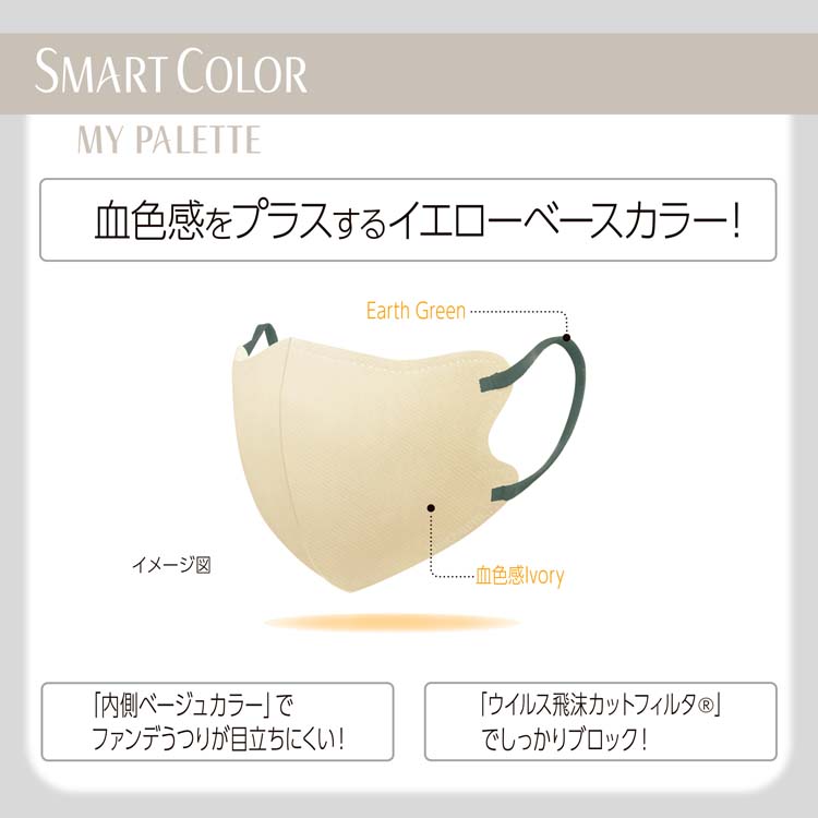 SMART COLOR MyPalette Ivory×Green ふつう 不織布マスク ( 7枚 )/ 超