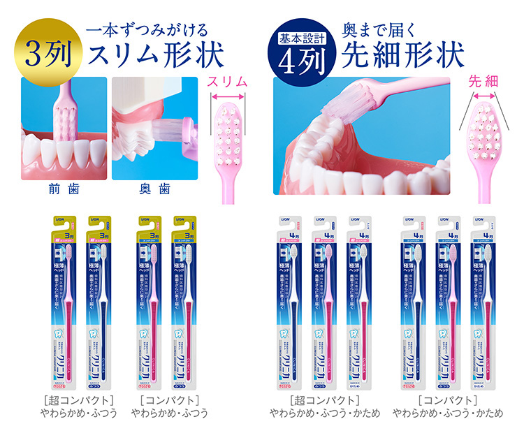 クリニカアドバンテージ ハブラシ 4列 コンパクト ふつう 虫歯予防 歯垢除去 歯ブラシ 1セット（6本）ライオン