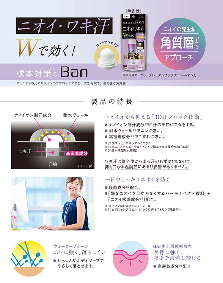 Ban(バン) 汗ブロックプラチナロールオン 無香性 ( 40ml )/ Ban