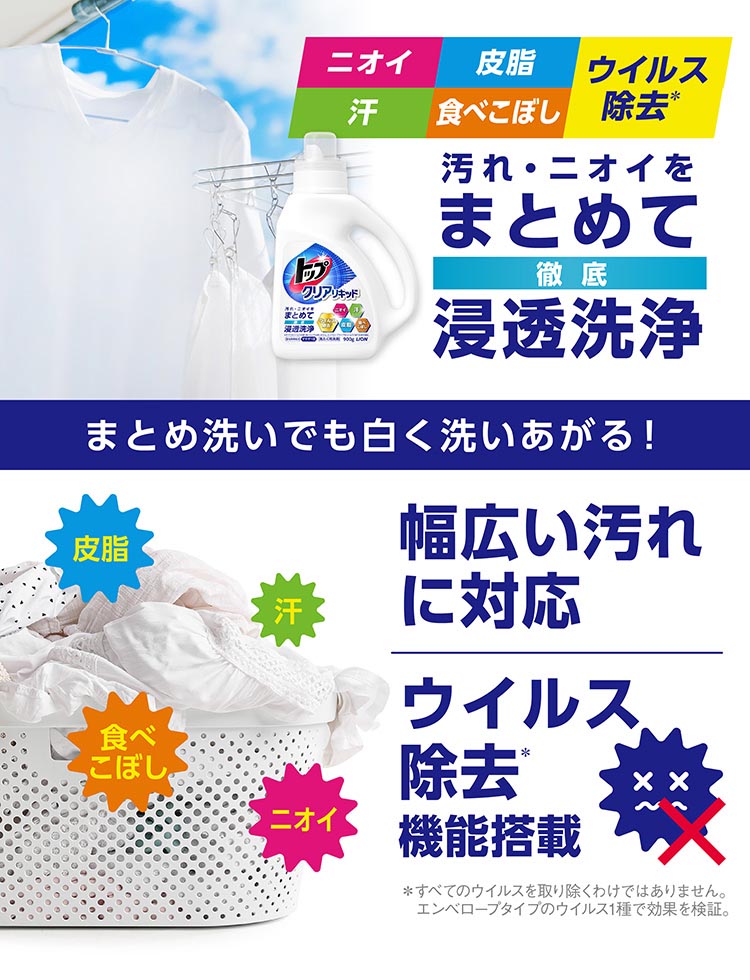 トップ クリアリキッド 洗濯洗剤 詰替 超特大 ( 900g )/ : 爽快