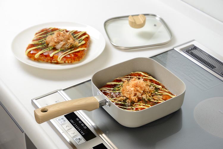 ホペア ガラス蓋付マーブルスクエアパン IH対応 18cm MB-2711 ( 1