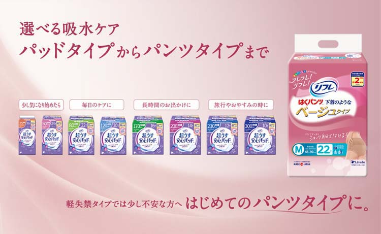 リフレ はくパンツ 下着のようなベージュタイプ 2回吸収 M ( 22枚入