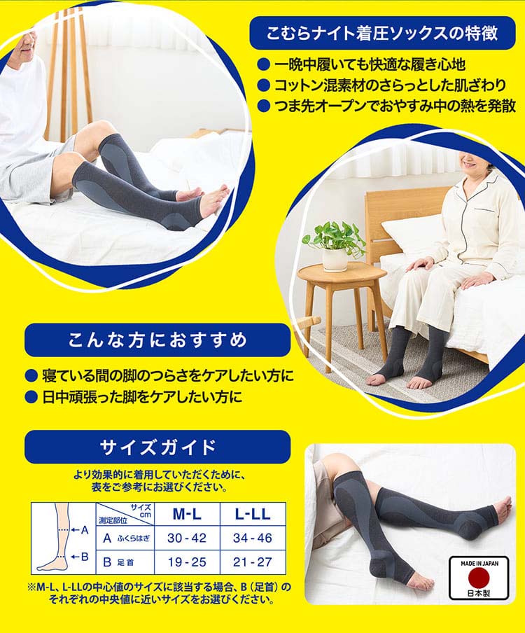 朝・爽快！こむらナイト着圧ソックス L-LL ( 1足 )/ メディキュット