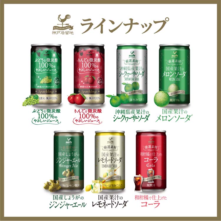 神戸居留地 厳選素材 国産果汁のメロンソーダ 缶 ( 185ml*20本入