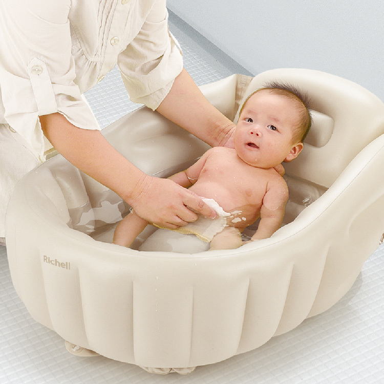 ふかふかベビーバス抗菌 ベージュ ( 1個 )/ リッチェル : 爽快ドラッグ