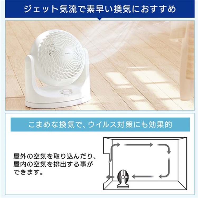 サーキュレーター 14畳 首振り マカロン型 ホワイト PCF-MKM18-W