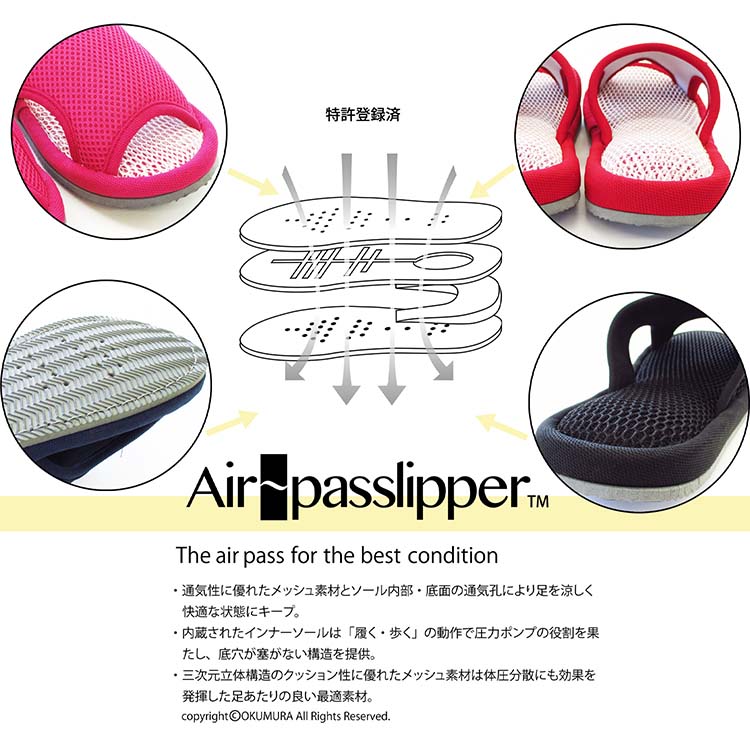 スリッパ 風が通るエアーパススリッパ ブラック LLサイズ AAAA6006BK