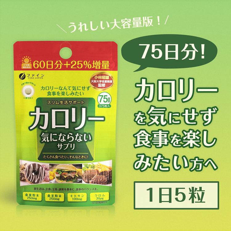 カロリー気にならない 大容量品 ( 200mg*375粒 )/ ファイン 糖質 脂質