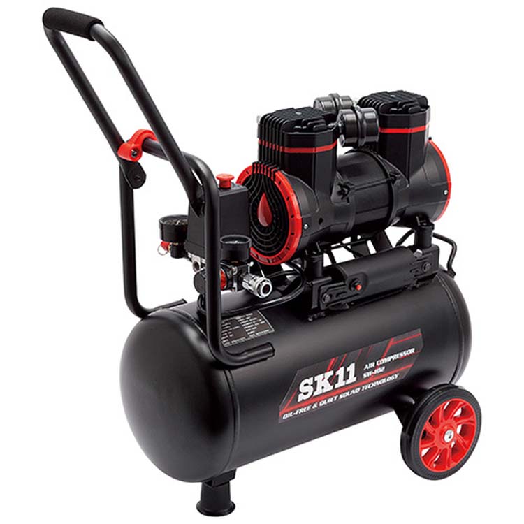 SK11 静音 オイルレス エアコンプレッサー 100V 22L SW-L20MPF-01 ( 1