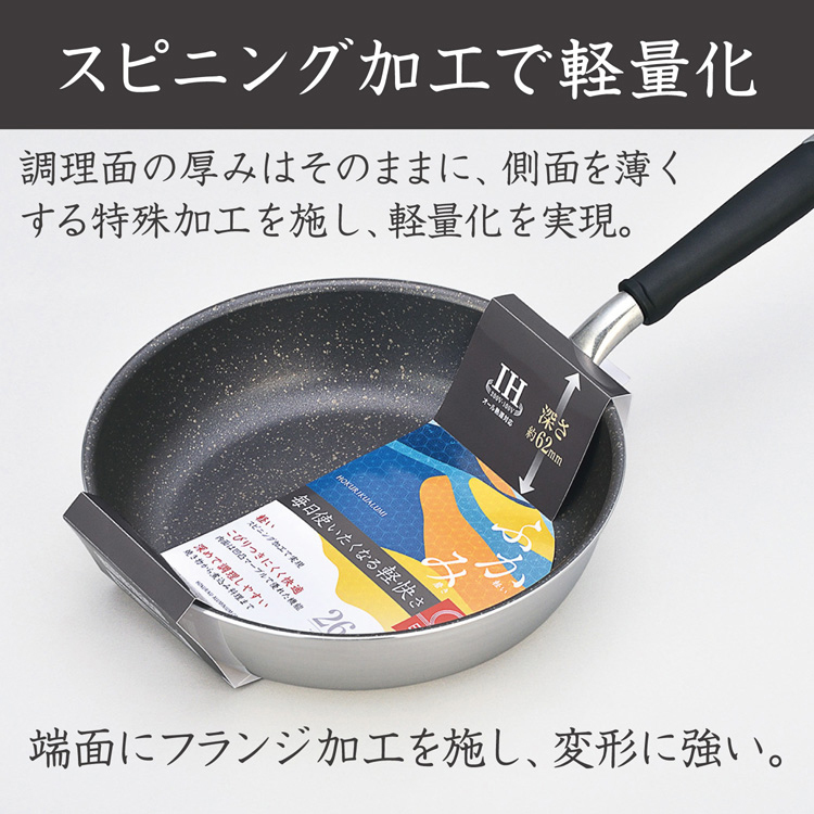 北陸アルミニウム ふかみ IH フライパン 26cm A-2452 ( 1個