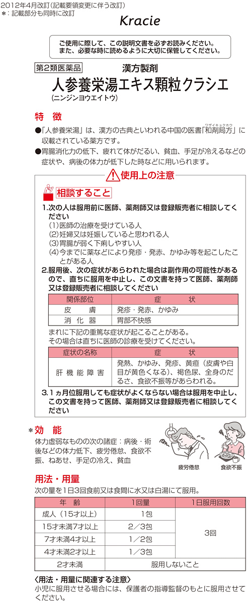 第2類医薬品 人参養栄湯エキス顆粒クラシエ 45包 クラシエ漢方 青の顆粒 4987045047572 爽快ドラッグ 通販 Yahoo ショッピング