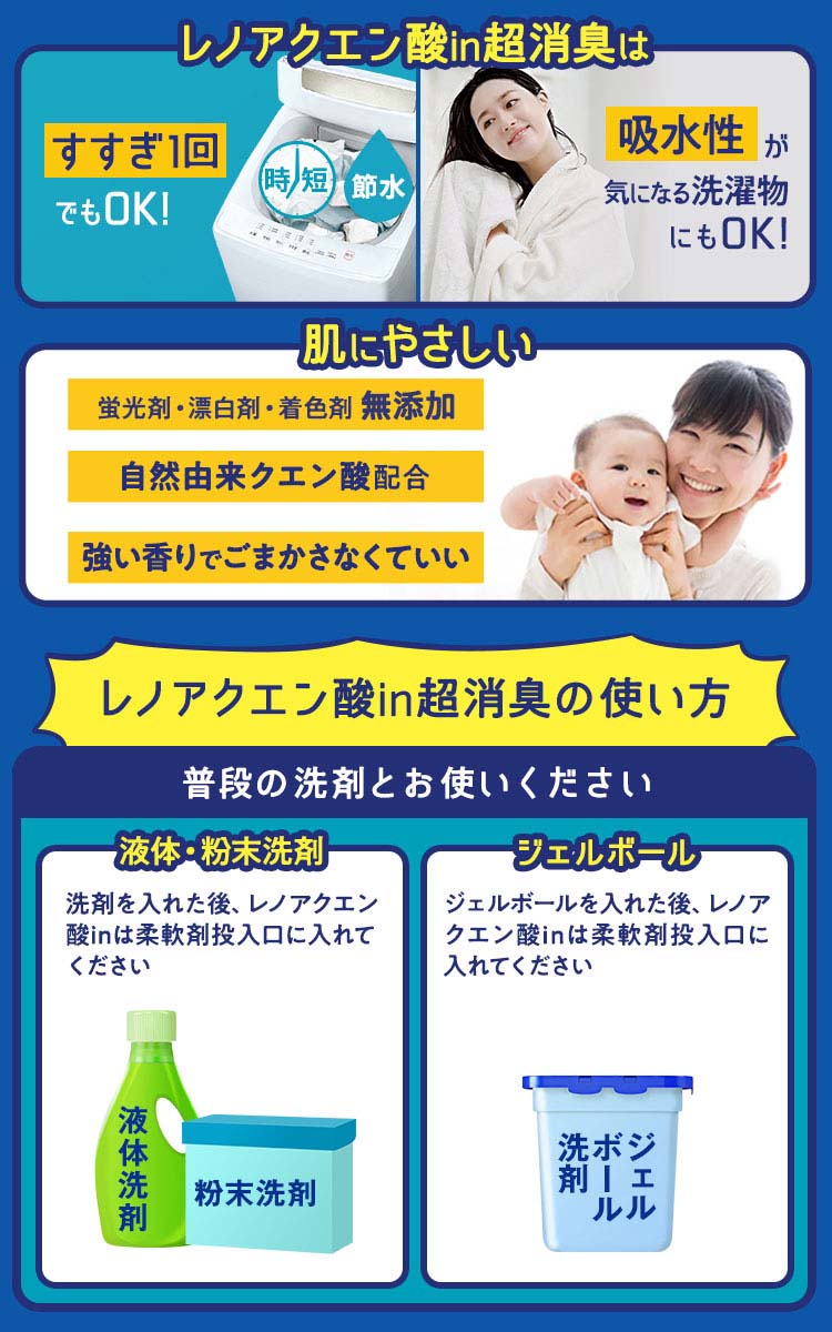 レノア クエン酸in 衣類のすすぎ消臭剤 部屋干し フレッシュグリーン