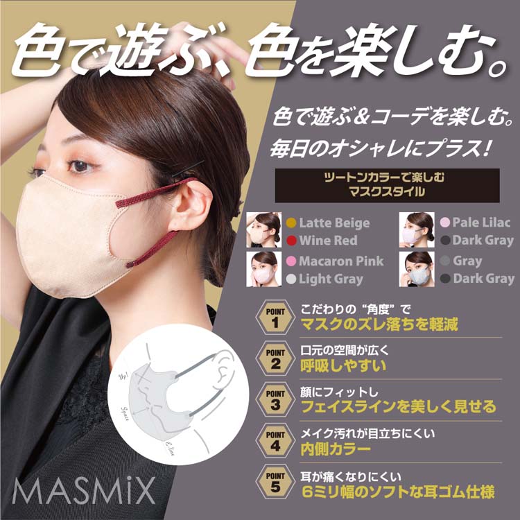 MASMiXマスク ラテベージュ*ワインレッド ( 30枚入 ) : 4987601580581 