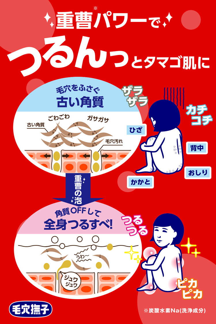 毛穴撫子 重曹つるつる石鹸 ( 155g )/ 全身 ザラザラ角質OFF 無添加 釜