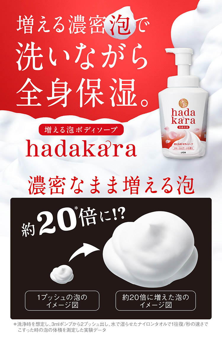 hadakara(ハダカラ)泡で出てくるボディソープ フローラルブーケの香り