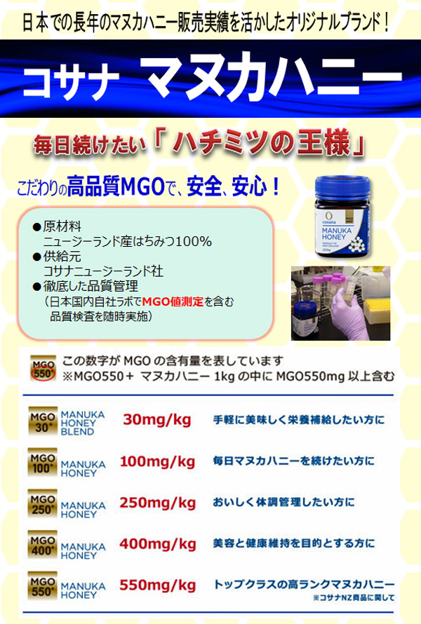 訳あり)コサナ マヌカハニー MGO100+ ( 500g*2個セット )/ コサナ