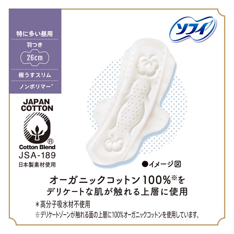 560【新品】ソフィ はだおもい オーガニックコットン羽つき26cm44枚入x7 ソフィはだおもい オーガニックコットン 極うすスリム 特に多い