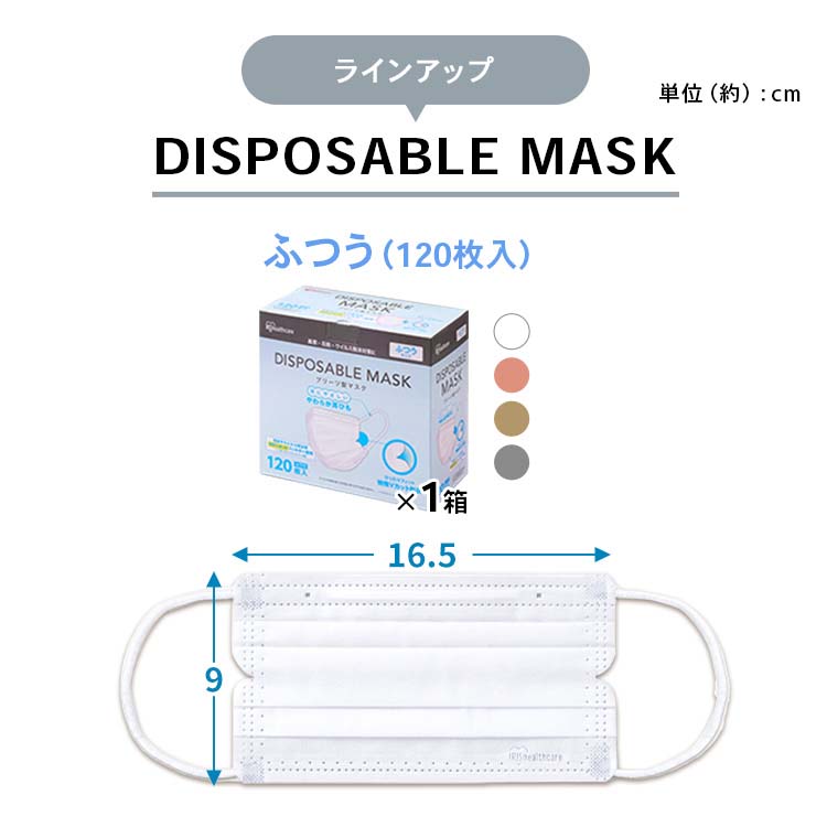 srauページ 【UVプロテクト/システムマスク】 プリーツマスク アイリスオーヤマ ペールベージュ カラーマスク ( 120