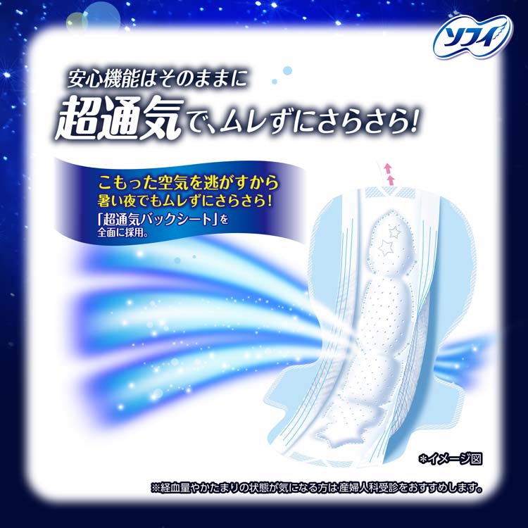 ソフィ 超熟睡ガード 涼肌 夜用 羽つき 330 ナプキン ( 22枚入×3セット