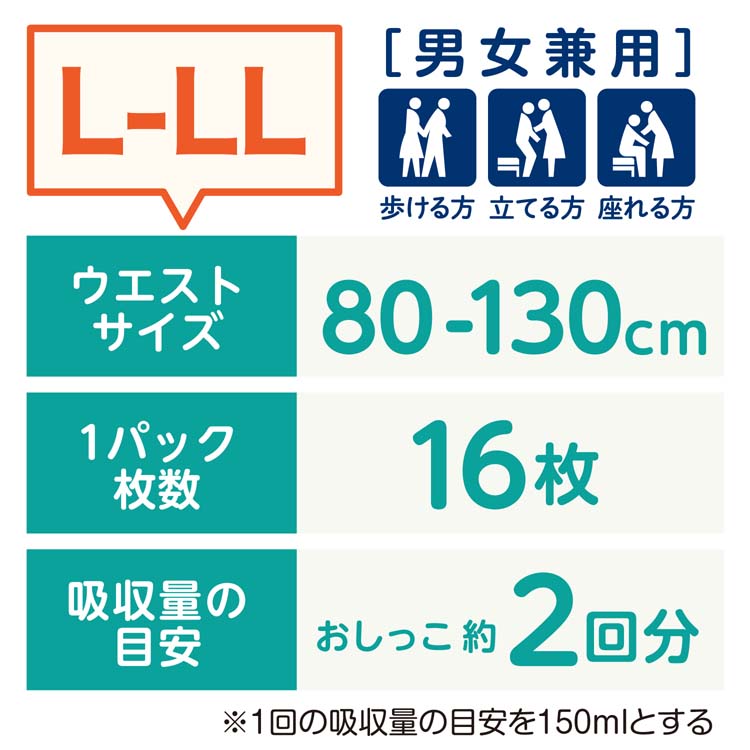 肌ケアアクティ 大人用おむつ うす型パンツ 消臭抗菌プラス 約2回分 L