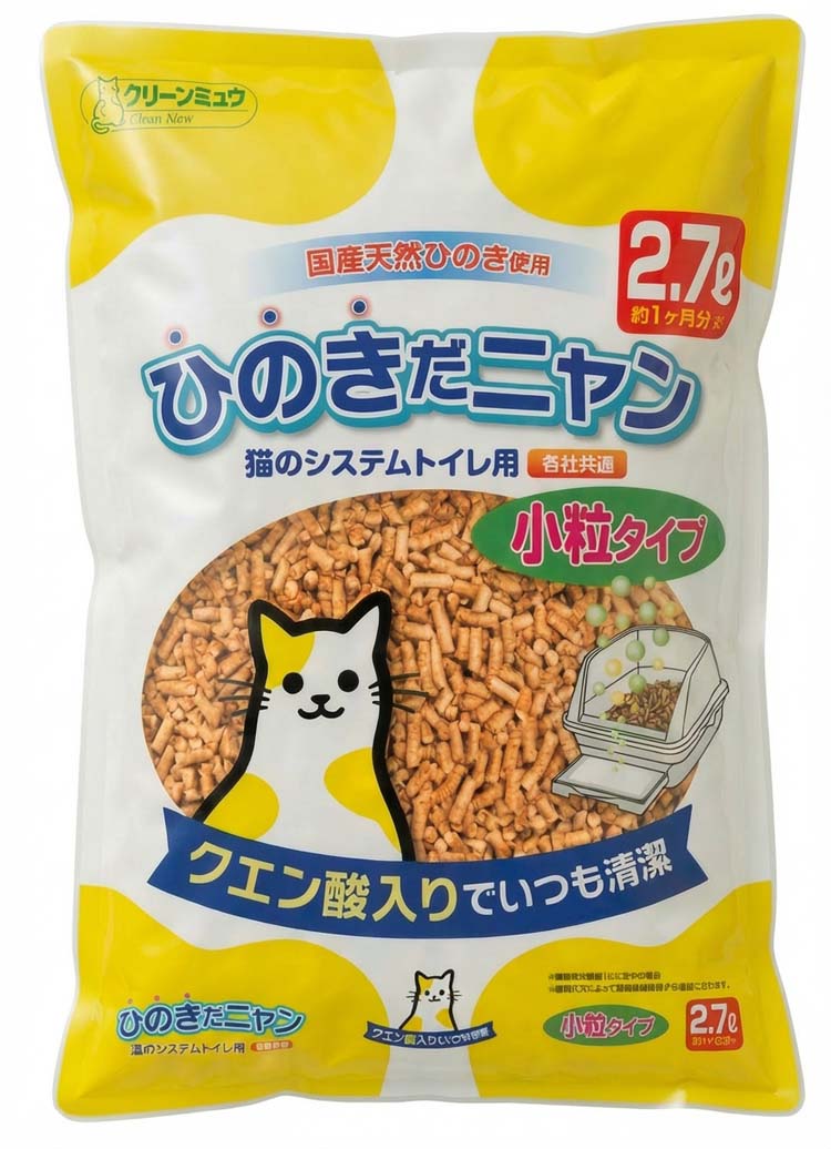 クリーンミュウ 国産天然 ひのきだニャン クエン酸入り 小粒タイプ