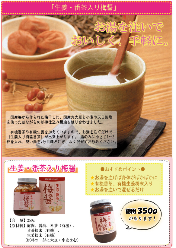 ムソー 無双本舗 生姜・番茶入り梅醤 250g