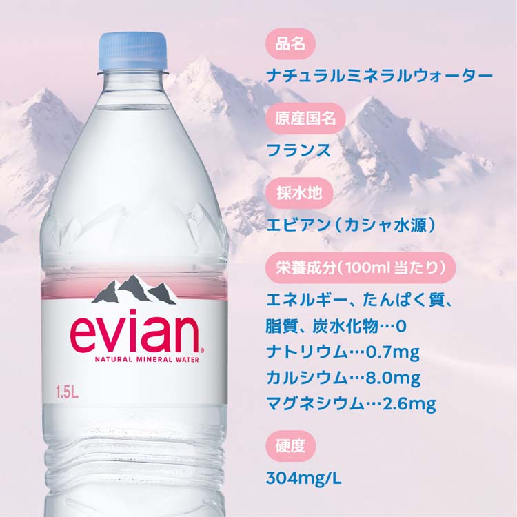 天然水ページ 伊藤園 evian(エビアン) ミネラルウォーター 正規輸入品 ( 1.5L×12本