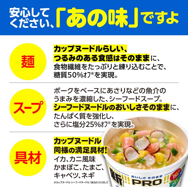 カップヌードルPRO 高たんぱく＆低糖質さらに塩分控えめ シーフード