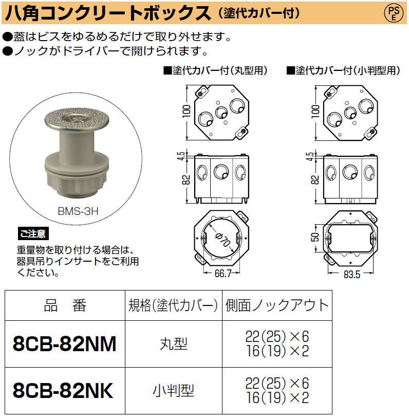 八角コンクリートボックス 小判型 1ヶ 8CB-82NK 未来工業 MIRAI