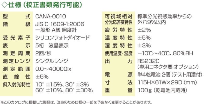 デジタル照度計 CANA-0010 東京光電 : cana-0010-nn : 創工館 - 通販