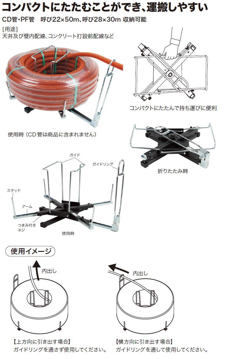 デンサン DENSAN CD管リール(折りたたみ式) CD-28FD - 材料、資材