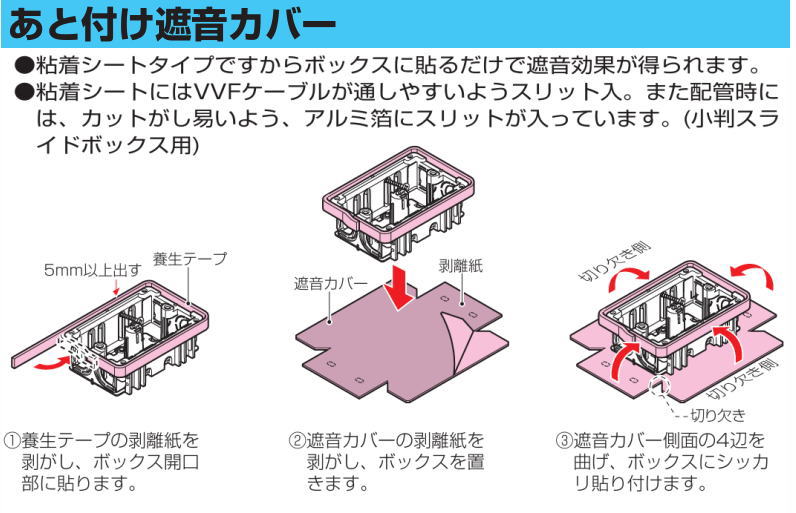 未来工業 あと付け遮音カバー 小判スライドボックス用 2ヶ用 10セット