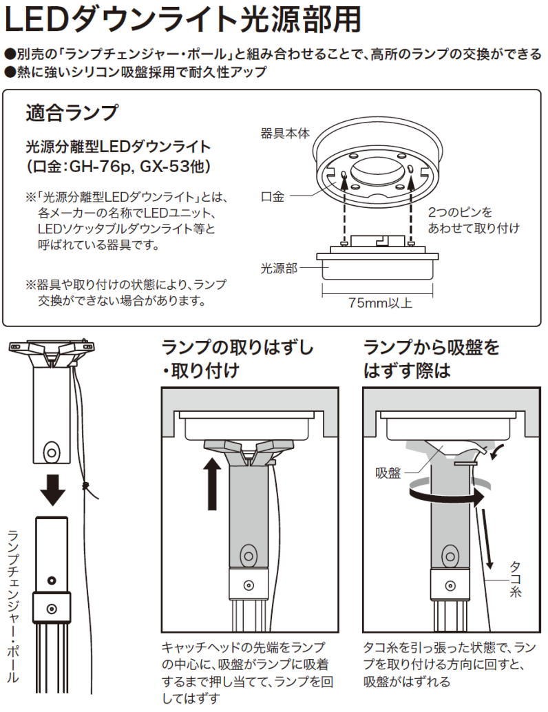 ランプチェンジャー用キャッチヘッド DLC-CH22 デンサン ジェフコム