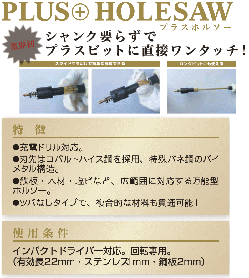 プラスホルソー Φ38mm KPH-38 K.I.DRILL : 創工館 - 通販 - Yahoo