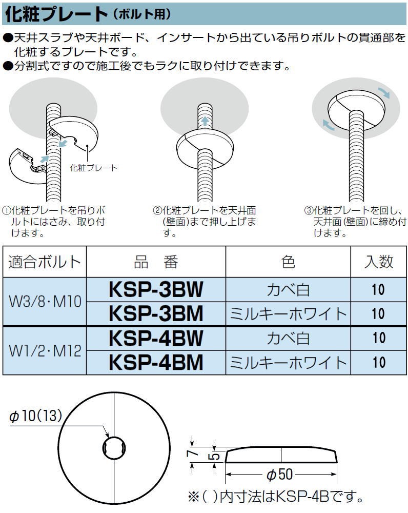 未来工業 化粧プレート(ボルト用) カベ白 10ヶ KSP-4BW MIRAI :KSP-4BW-MIRAI:創工館 - 通販 -  Yahoo!ショッピング