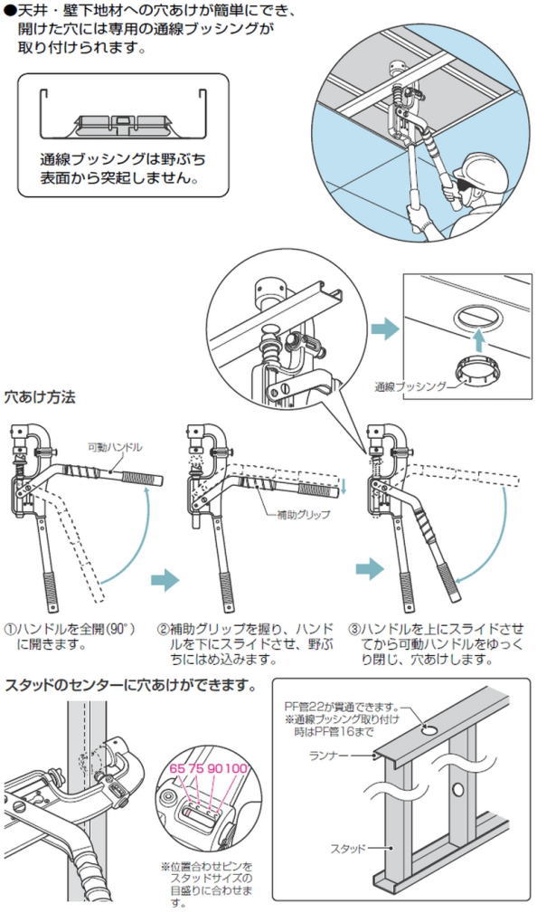 未来工業 軽天スタッドパンチ(天井下地部材穴あけ工具) MC-100 未来工業 軽天スタッドパンチ(天井下地部材穴あけ工具) MC-100