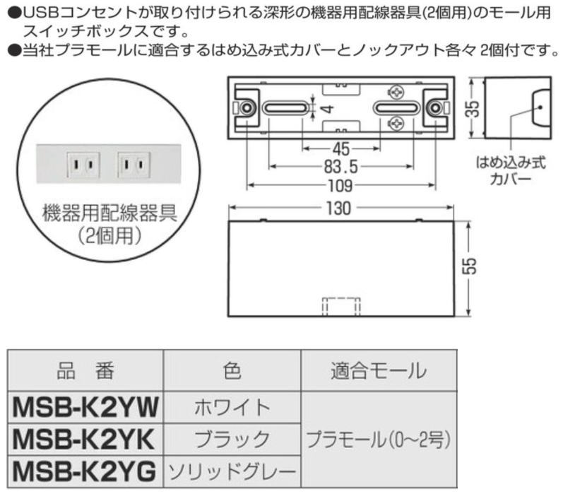 未来工業 深形モール用スイッチボックス(機器用) 1ヶ ブラック