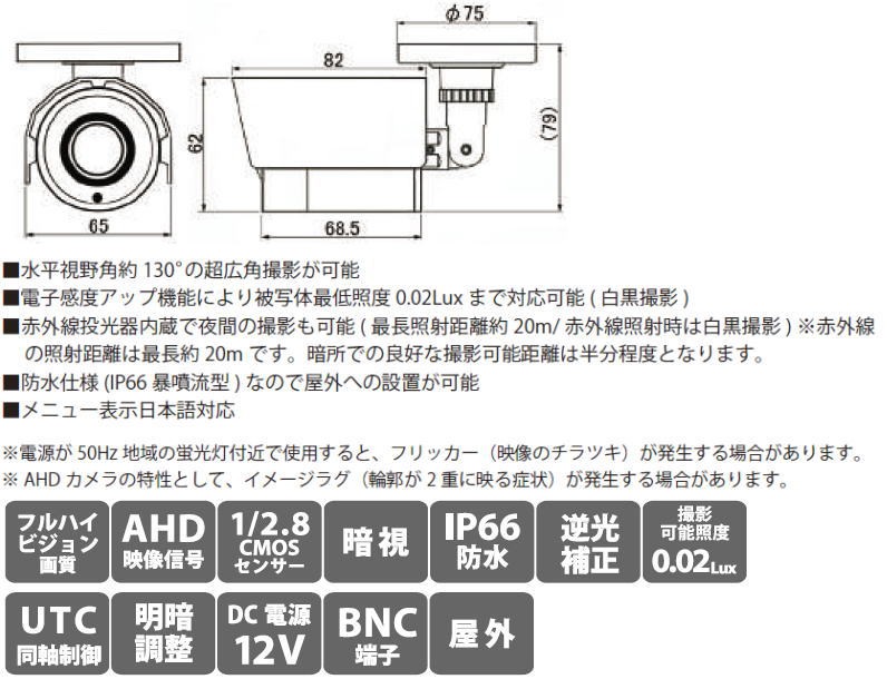 フルハイビジョン超広角レンズ搭載防水型AHDカメラ MTW-S37AHD マザー