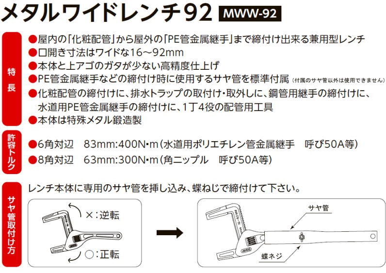 メタルワイドレンチ92 MWW-92 MCC 松坂鉄工所 :MWW-92-MCC:創工館 - 通販 - Yahoo!ショッピング