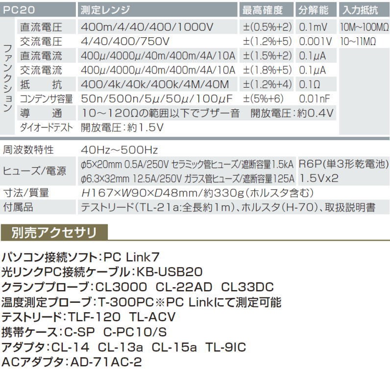 デジタルマルチメータ PC20 三和電気計器 SANWA デジタルテスタ : pc20