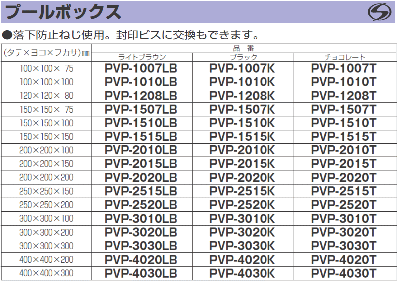 未来工業 PVP-2520K（色：ブラック） プールボックス（正方形・ノック