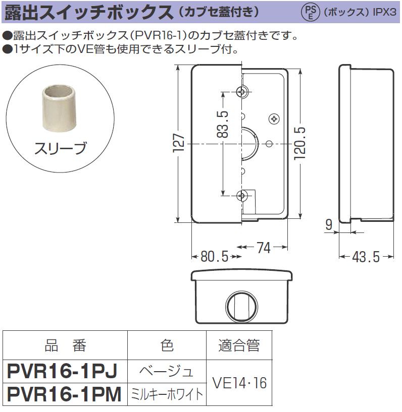 露出スイッチボックス カブセ蓋付 ベージュ PVR16-1PJ 未来工業 MIRAI :PVR16-1PJ-MIRAI:創工館 - 通販 -  Yahoo!ショッピング