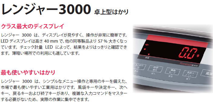 最大72%OFFクーポン レンジャー3000 卓上型はかり(3kg) R31PE3 オー