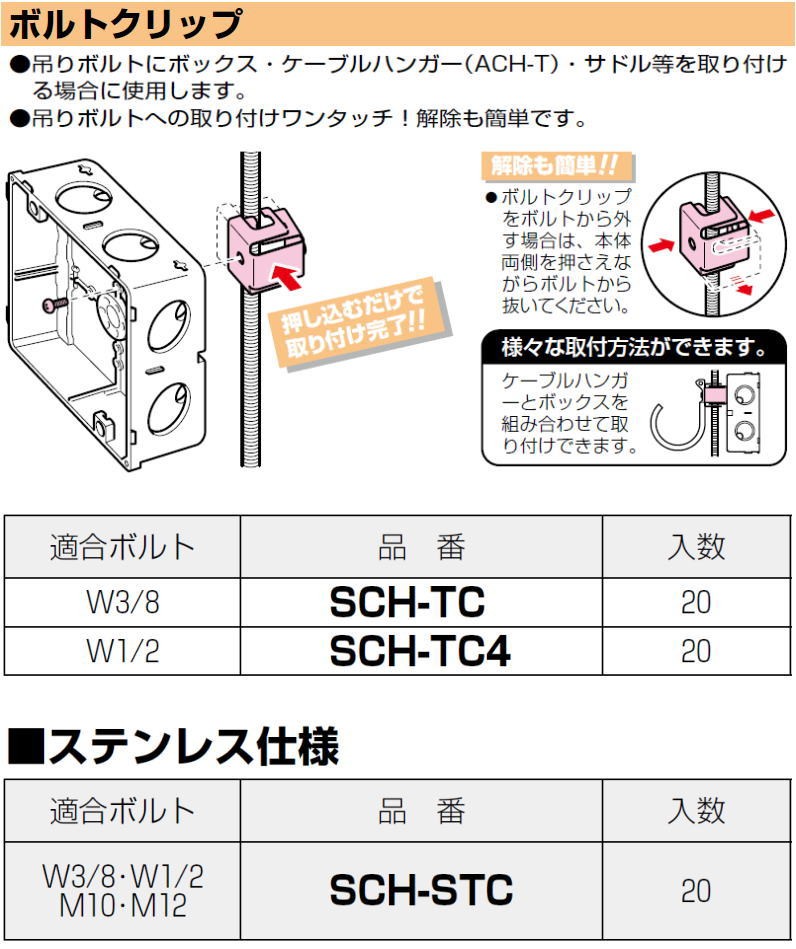 未来工業 ボルトクリップ 20ヶ SCH-STC MIRAI : 創工館 - 通販 - Yahoo